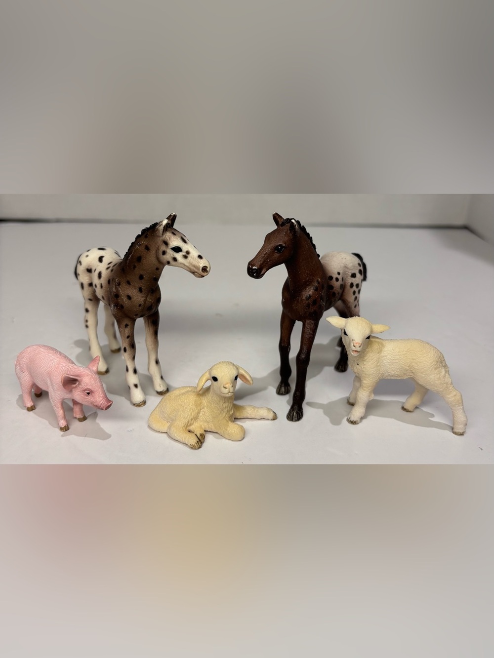 Schleich Farm Animals Lot of 5 Horses Pig Sheep Goat Ram Vintage Retired